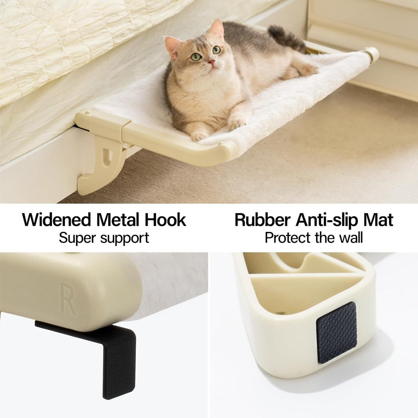 MEWOOFUN Cat Window bed With One-Step Sliding Clamp - Removable Cover
Cama para ventana para gatos MEWOOFUN con abrazadera deslizante de un solo paso - Funda extraíble