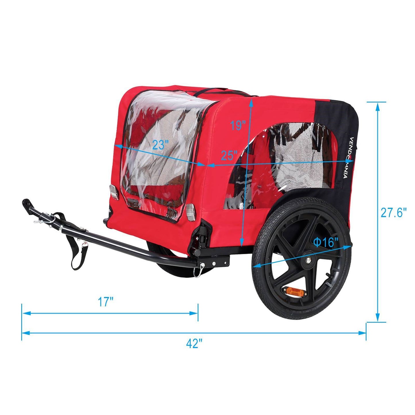 REMOLQUE DE BICICLETA PARA MASCOTAS MEDIANAS Y PEQUEÑAS, PLEGABLE