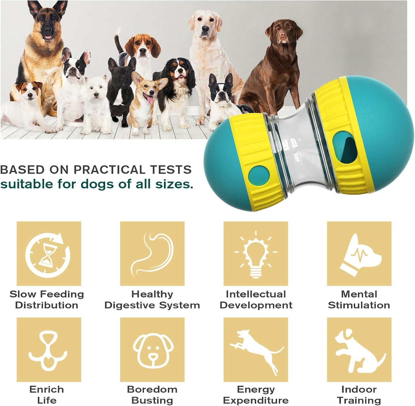 FOSTBEEN Juguete Interactivo para Perros, Juguete Indestructible para Cachorros, alimentador, dispensador de golosinas, comedero de Rompecabezas para Perros, alimentación Lenta para Razas masticables