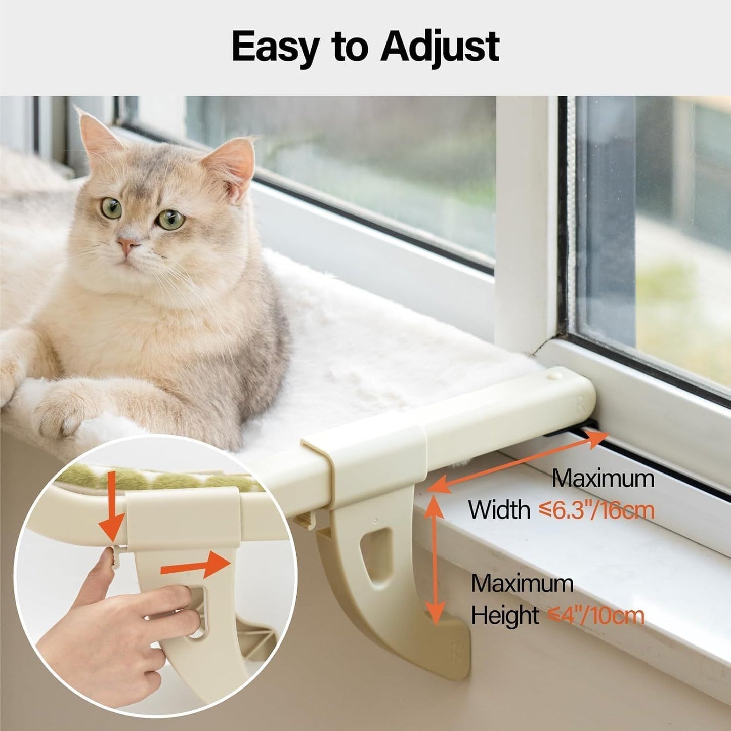 MEWOOFUN Cat Window bed With One-Step Sliding Clamp - Removable Cover
Cama para ventana para gatos MEWOOFUN con abrazadera deslizante de un solo paso - Funda extraíble