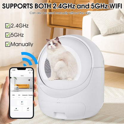 Caja de arena automática inteligente con control por aplicación, WiFi 4G y doble desodorización.
Smart Automatic Litter Box App Controls 4G WiFi, Double Deodorization