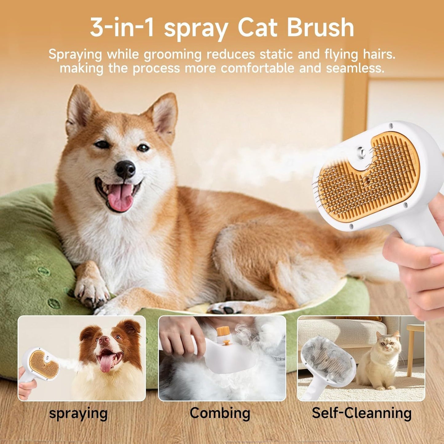 Cepillo de vapor universal para mascotas, para gatos y perros, 3 en 1, depilación en spray
Universal Pet Steam Brush For Cats And Dogs 3-in-1 Spray Hair Removal