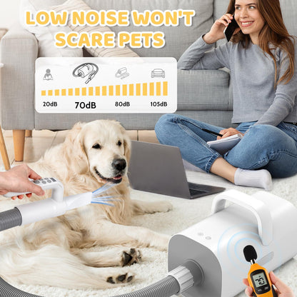 Secador de pelo para mascotas 4 en 1 con iones negativos de alta velocidad y temperatura ajustables, apto para perros y gatos.
Pet Hair Dryer, 4-in-1 Smart Handle Pet Hair Dryer,  Adjustable Wind Speed And Temperature, Suitable For Dogs And Cats