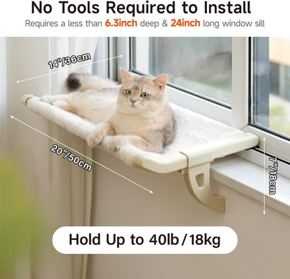 MEWOOFUN Cat Window bed With One-Step Sliding Clamp -  Removable Cover
Cama para ventana para gatos MEWOOFUN con abrazadera deslizante de un solo paso - Funda extraíble