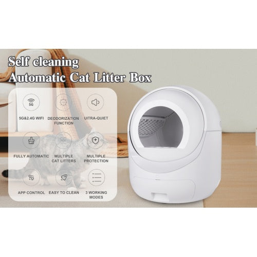 Caja de arena automática inteligente con control por aplicación, WiFi 4G y doble desodorización.
Smart Automatic Litter Box App Controls 4G WiFi, Double Deodorization