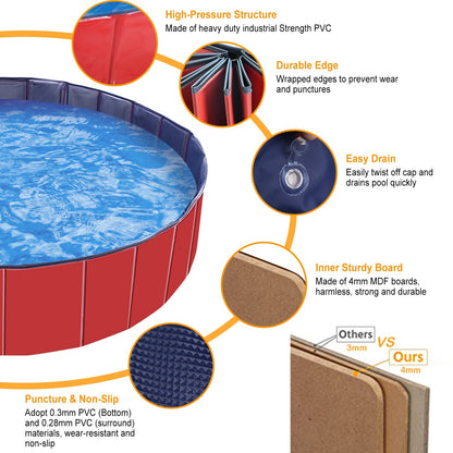Foldable PVC Pet Swimming Pool (160 x 160 x 30 cm, 63 x 63 x 11.8 inches) 
1Pc 160 X 160 X 30cm-63.0 X 63.0