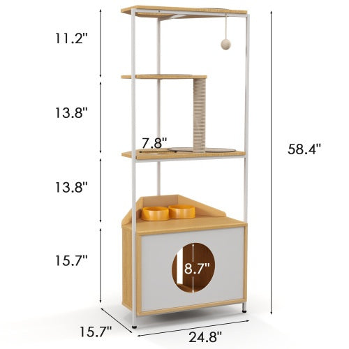 Casa de juegos para gatos con comedero y plataforma para trepar, + rascador de uñas 
Cat Apartment With Feeding Station And Climbing Platform, Pet Furniture For Indoor Cats