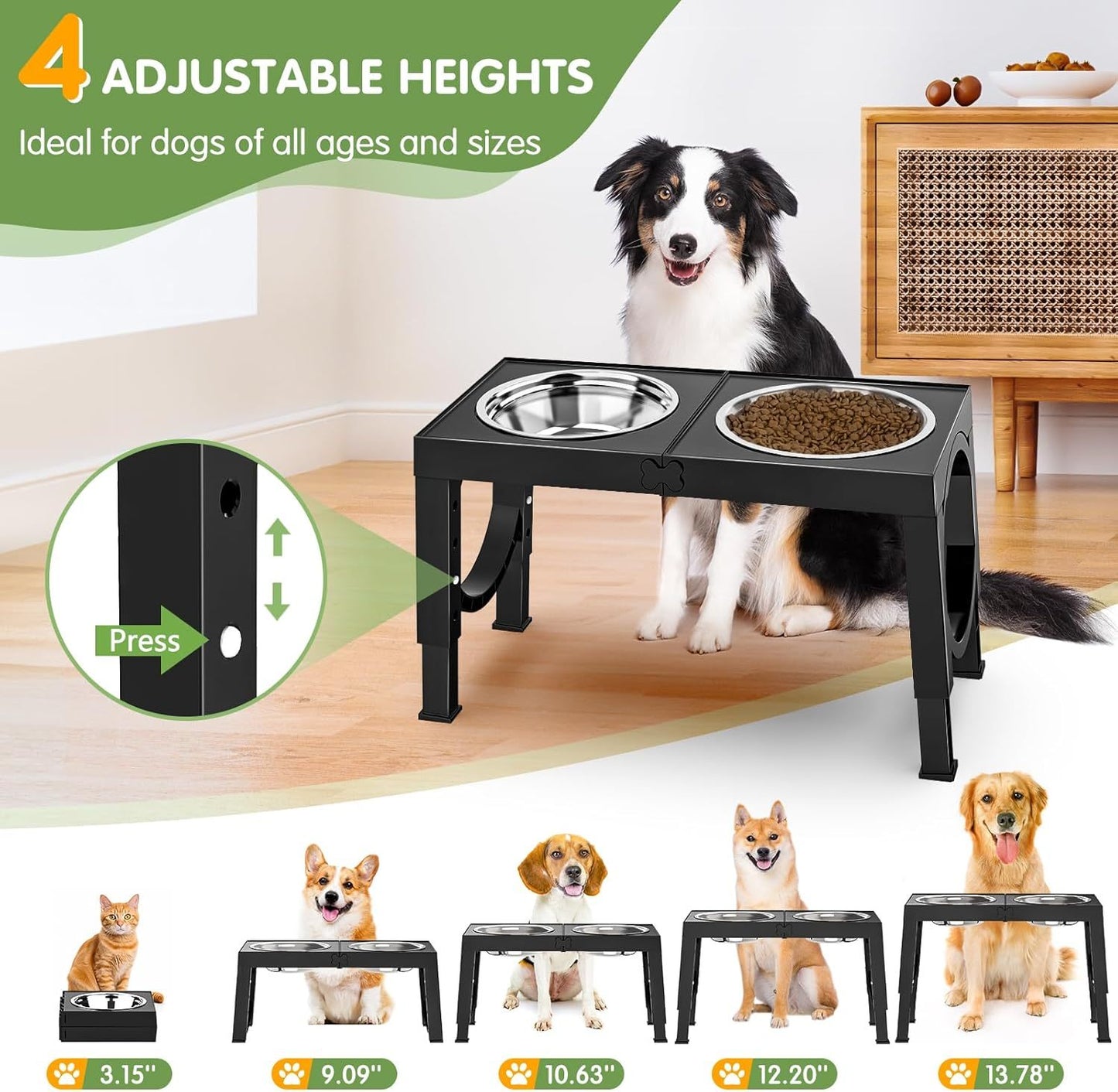 Soporte para cuencos para perros negro de Xia Z Fashion Pet Products
Xia Z Fashion Pet Products Black Dog Bowl Holder